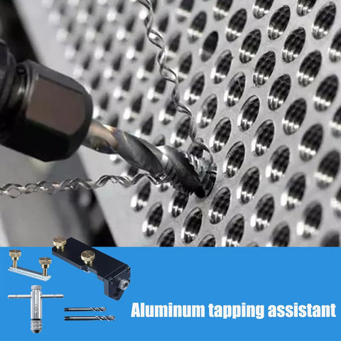 Premium Aluminum Extrusion Tap Guide Adjustable Universal Drill Jig For Metalworking in action aligning drill on metal.