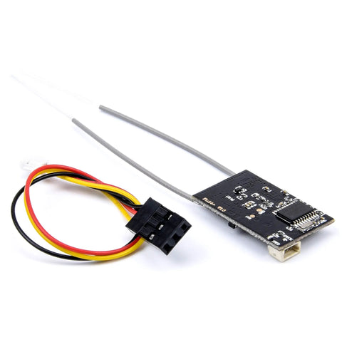 Fli14+ 14CH FPV Receiver With RSSI OSD, 2A IBUS Mini Micro Receiver for Flysky AFHDS-2A showing circuit board and cables