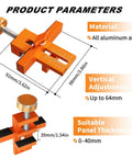 Versatile Cabinet Door Mounting Jig With Quick Edge Pin For Frameless And Face Frame Cabinets Pro Grade Adjustable 0 To 64mm Quick Setup Hardware Jig For Precise Hinge Alignment And Full Overlay Doors Technohom showing measurements and aluminum material