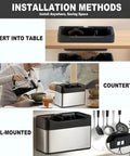 Game Changer Electric Espresso Knock Box And Automatic Portafilter Cleaner With Dual Scrubbers in table, countertop, and wall-mounted views.