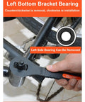 Hand using slotted 16mm bottom bracket adjustable cup wrench for bikes on bicycle part, removing old school BB cup.