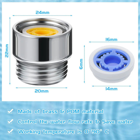 Shower Flow Reducer Set With Half Inch Valve And Six Flow Restrictors For Fixed Shower Head And Handheld Sprays shown in detail