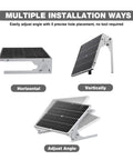 Adjustable Solar Panel Tilt Mount with Stainless Steel brackets for 20W to 30W panels, showing multiple installation angles.