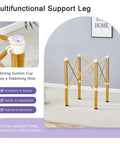 Adjustable Stainless Steel Table Legs Gold Finish Foldable Support Base For Coffee Desk Dining Table showing strong suction cup and x-frame design.
