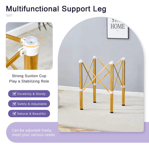 Adjustable Stainless Steel Table Legs Gold Finish Foldable Support Base For Coffee Desk Dining Table showing strong suction cup and x-frame design.