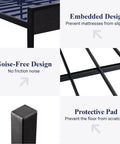 Built Like A Tank Queen Size Bed Frame Featuring Heavy Duty Steel Slats Black Oak Rustic Headboard Footboard 800 Pound Capacity Zero Squeak Platform Base embedded design and noise-free features.