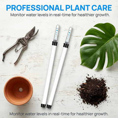 Dual Pack 14 Inch Floating Water Level Indicator For Plants With Buoy Moisture Meter Gauge To Track Real Time Hydration For Indoor Outdoor Planters And Flower Pots Preventing Soil Shortage And Overwatering, two gauges