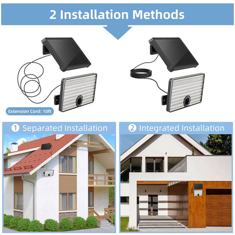 Solar Motion Sensor Light Outdoor No Fuss Easy Setup 3 Modes Dusk to Dawn Security Flood Light IP65 Waterproof installation methods
