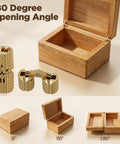 Brass Hidden Barrel Hinges Set For Cabinets And Jewelry Boxes, 4 Pcs 8mm Concealed Furniture Hinges showing 180-degree opening.
