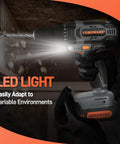 20V Cordless Drill Kit That Tackles Tough Jobs Like a Pro, Two-Speed Power Drill With Three-Eighths Inch Keyless Chuck, 266 In-Lb Torque, 25+1 Position Clutch, Includes Battery and Charger, Great for DIY, Home Improvement, Orange and More with LED light in action