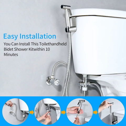 Handheld Bidet Sprayer For Toilet With Adjustable Water Pressure, Leak Proof Food Grade Stainless Steel Hose, Easy Installation