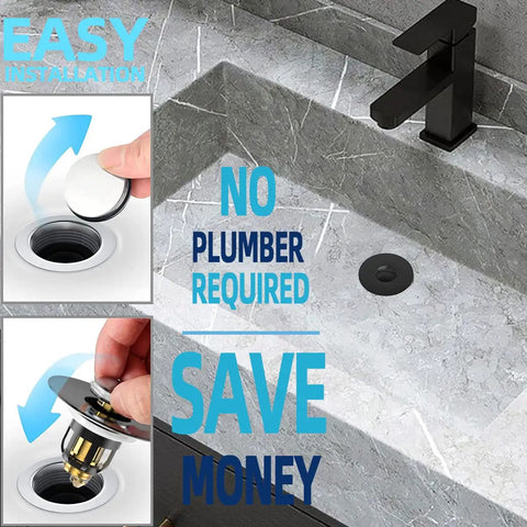 Universal Bathroom Sink Stopper With Pop Up Drain Plug And Hair Catcher Basket, Anti Clogging Filter For 1.06 To 1.65 Inch Drains, Hassle Free Push Down Mechanism That Slays Hair Buildup And Saves You Cash On Plumbing