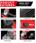 Beast 850W Angle Grinder With 5 Inch Discs 7 Amp Corded Cut Off Tool 360 Degree Guard 12000 RPM, product features diagram