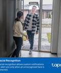 4K Indoor Pan Tilt Security Cam With 360 Degree Coverage AI Motion Tracking Person And Pet Detection Facial Recognition Works As Baby Monitor No Monthly Fees Local Storage Or Optional Cloud Wired Home Surveillance demonstrating facial recognition notification as stranger enters home