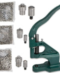 Heavy Duty Hand Press Grommet Machine With Three Dies For Eyelets Cast Iron Construction and bags of 1500 Silver Grommets