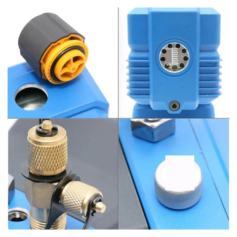 Top Notch Intelligent Digital Display Vacuum Pump With Eight Liter Capacity And Zero Point Five Five Kilowatt Power showing detail of connectors and knobs.