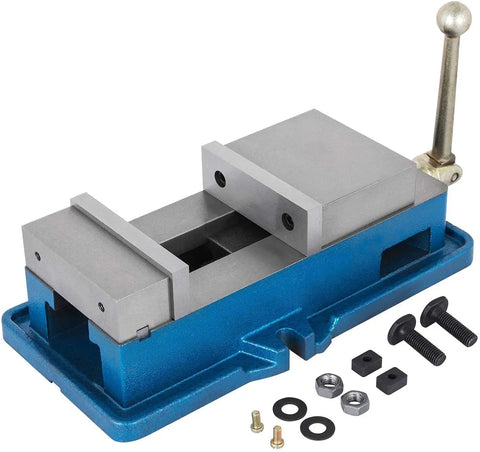 Beefy Five Inch Accu Lock Down Vise for Milling and Drilling, Five Inch Jaw Width, Five And A Half Inch Height, 125 mm Opening, Heavy Duty Bench Clamp Vise for Drill Press and Milling Machines, Rock Solid Clamping Vice