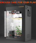 3 In 1 Plant Humidifier With Humidity Meter And 12 Hour Timer inside grow tent with green plants, showing mist flow