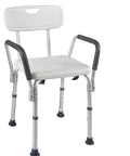 Portable Shower Lift Chair For Seniors And Disabled, Tool Free Assembly Bath Seat With Arms, Adjustable White Shower Bench