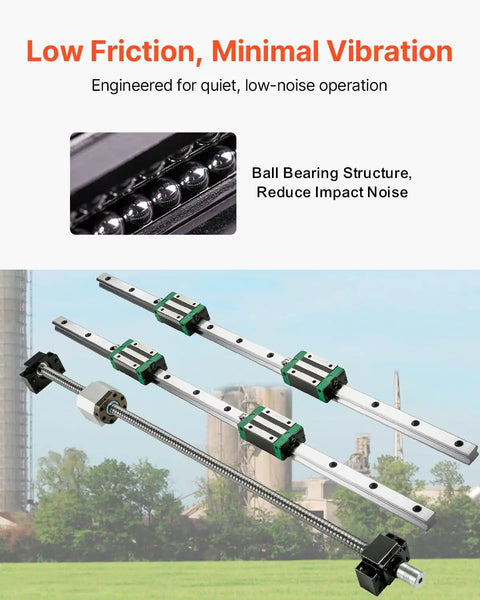 Two HGR20 1500 mm Linear Guide Rails Kit With Four Blocks And RM1605 1500 mm Ballscrew BF12 BK12 Kit Pre Drilled Holes For CNC Routers Lathes And Mills Ready To Assemble Durable GCr15 Bearing Steel For Long Travel Precision