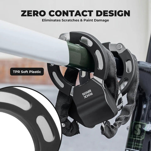 Heavy Duty 23.4 Inch Square Chain Bike And Scooter Lock With Key Copper Keys Nylon Cover ABS Body Zinc Alloy Core A3 Chrome Plated Steel Chain Polypropylene Sleeve Durable Anti Theft For Street Campus And Commuter Use, TPR soft plastic close-up