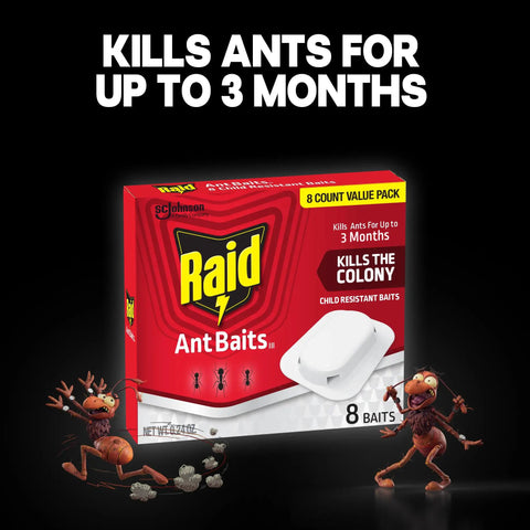 Pro Grade Indoor Ant Colony Buster Bait Stations For Households That Straight Up Wipe Out Worker Ants And Queen Dependable Gel Formula Lasts Up To Three Months Child Resistant Twist Lock Eight Count Kit with eight child-proof ant baits.