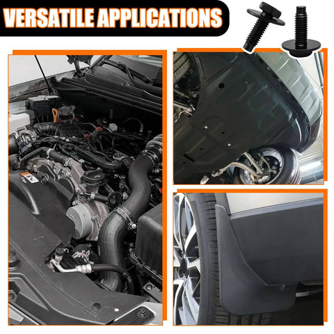 Rock Solid M6 1.0 By 25Mm Hex Head Sems Bolts With 19.5Mm Washers 30 Pack installed in vehicle engine and underbody applications.