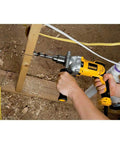 Using Beefed-Up Heavy Duty Corded Electric Drill With Pistol Grip 1/2 Inch Chuck 10 Amp Motor Model DWD210G to drill wood