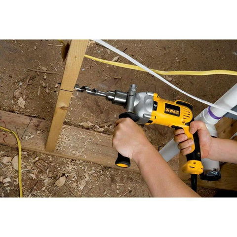 Using Beefed-Up Heavy Duty Corded Electric Drill With Pistol Grip 1/2 Inch Chuck 10 Amp Motor Model DWD210G to drill wood