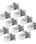 Rcniso 10 Pack White PP Universal Casters Wheels showing smooth 360 degree rotation ball bearings for furniture use.
