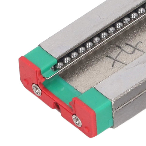 Close-up of Two Pack Linear Motion Carriage Block for MGN12H Rails showing ball bearings on durable aluminum structure for CNC