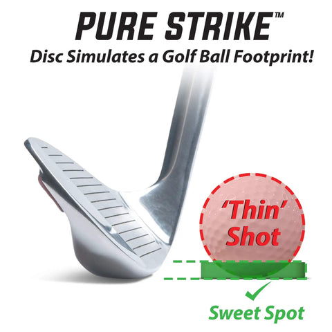 Golf club showing sweet spot and thin shot on 24 Pack Golf Training Discs For Realistic Swing Trainer And Ball Contact Practice Improve Swing Path Ball