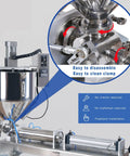 Detail showing easy disassembly feature of Heavy Duty Pneumatic Liquid Paste Filling Machine With Heated Stirred Tank.