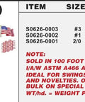 Pro Level 304 Stainless Steel Double Loop Chain Number 3 S7 details showing dimensions and specifications for porch swings and decor.
