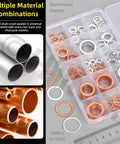 Oil Drain Plug Gasket And Washer Set 160Pcs In 16 Sizes M6 to M20, aluminum and copper flat washers in organizer box