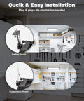 Four Pack Linkable LED Shop Lights With Built In Outlet 100W 15000LM Aluminum Garage Lighting installed in workshop ceilings