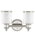 Transitional Two Light Bath Vanity Light in Polished Nickel Finish from Middlebush Collection, wall mount, front view