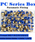 Top Tier 4mm 6mm 8mm 10mm And 12mm Pneumatic Air Joint Connectors Plus Hose Tube Push In Quick Release Couplings B Kit Holding 50 Pieces Total For Your Serious DIY Projects. Brass push-in pneumatic fittings in a compartment box, assorted sizes for air hose connections