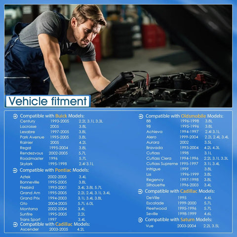 Heavy Duty Air Intake Temperature Sensor Iat Swap Fits Chevy Gmc Buick Cadillac Gm Trucks Cars with vehicle fitment chart.