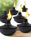 Six Pack Upgraded Tabletop Citronella Torches With 24 Oz Fuel Capacity Refillable Outdoor Torch Lights