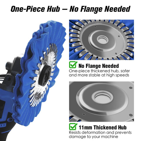 Konvixon 8-inch buffing wheel kit with 5/8 inch arbor for angle grinder; blue layered wheel and polishing compounds