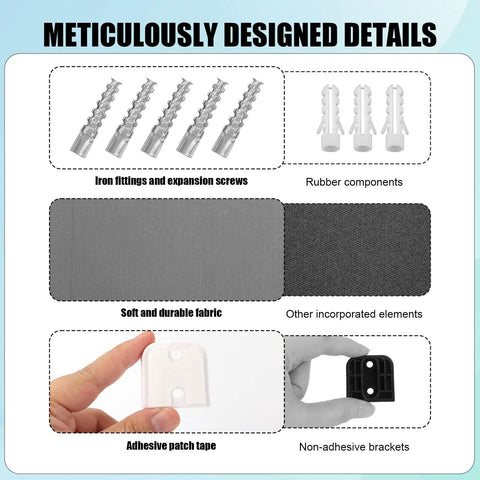 Retractable Baby Safety Gate Replacement Parts Kit White includes screws, fabric, adhesive tape, and brackets for easy installation.