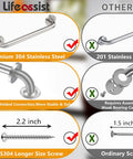 Comparison of Heavy Duty 24 Inch Brushed Nickel Grab Bars For Bathroom Safety with Premium 304 Stainless Steel and longer screws.