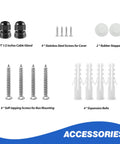 Accessories for waterproof electrical junction box with 10 reserved holes; includes screws, cable gland, rubber stoppers, expansion bolts.