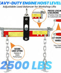 Adjustable load balancer heavy-duty engine hoist leveler with ergonomic handle for 2500 lbs lifting capacity.