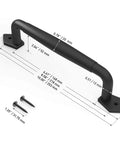 10 Inch Round Rustic Barn Door Handle In Black Steel Versatile Pull For Sliding Doors Gates Garages Sheds Fences Closets And Pantries Indoor And Outdoor Use With Easy Install Durable Black Powder Coated Finish For Weather Resistance And Smooth Operation shown with measurements and screws