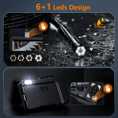 4.3 Inch Industrial Endoscope Borescope With 16.5 Ft Cable, 1080P HD Camera, IPS Display, Real Time Analysis, One Click Photo And Video Capture For Home And Pro Inspections with 6+1 LEDs