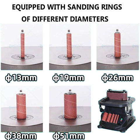 Tough As Nails Wood Sander With A Mighty 500 Watt Motor Vertical Oscillating Belt And Drum Kit with various sanding rings sizes