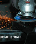 Ten Pack Jumbo Zirconia Flap Discs Four And One Half Inch For Angle Grinder Forty Grit T27 Flat Grinding Wheel in use