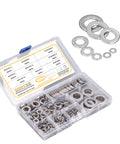 450Pcs Flat Washer Assortment Kit 304 Stainless Steel Washers M3 Through M16 in One Handy Set with organized box
